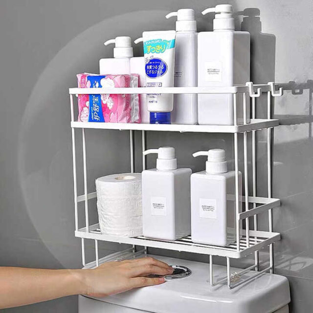 2-Tier Over Toilet Storage, Easy to Install without Drilling or Screwing, Suitable for Bathroom Organizers and Storage, Over the Toilet Shelf as Space Savers