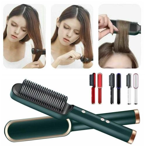 Electric Hair Straightener Brush Iron Hot Comb