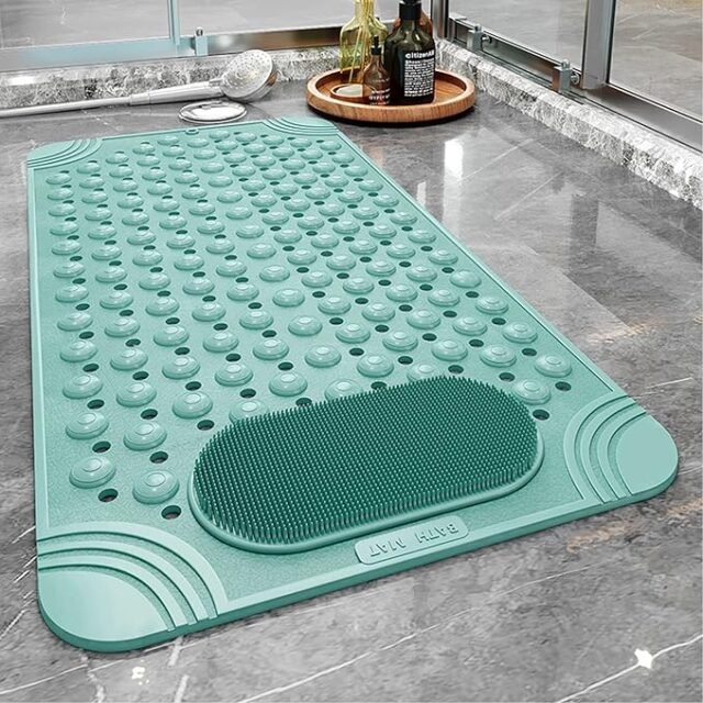 Anti-Slip Bathroom Mat with Massage Pad and Suction Cups – Soft & Secure Bath Mat